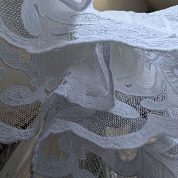 Elie Tahari Perfect Summer White Boho Dainty Embelished Midi Skirt Size M - Picture 8 of 12